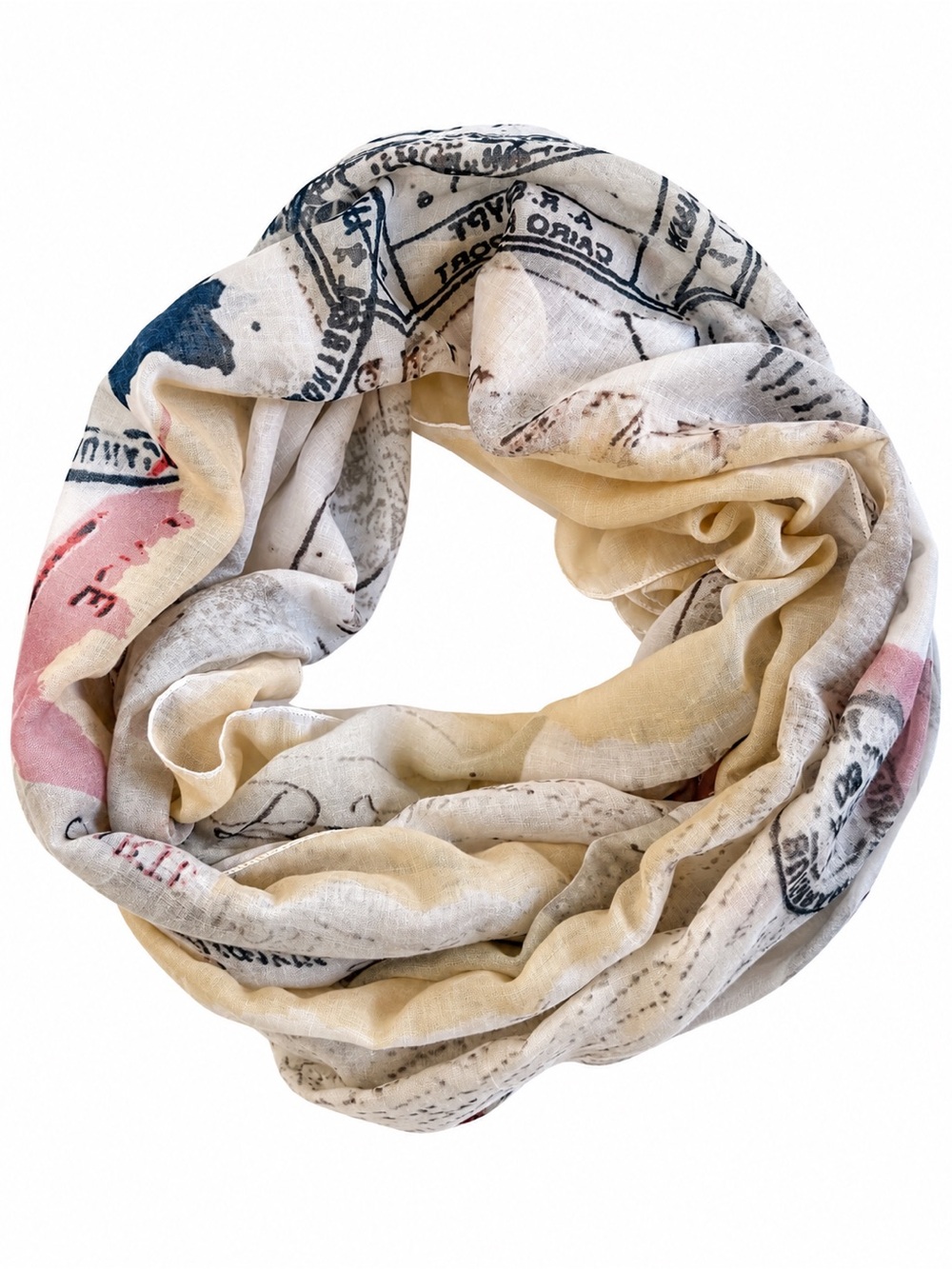 100% Cotton Travel Postcard Print Scarf Bicycle Stamp Lightweight